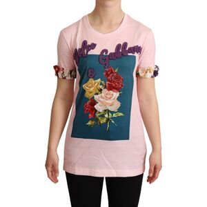 Dolce & Gabbana Dolce Gabbana Rose Print TShirt Women Pink Tops & T-Shirts